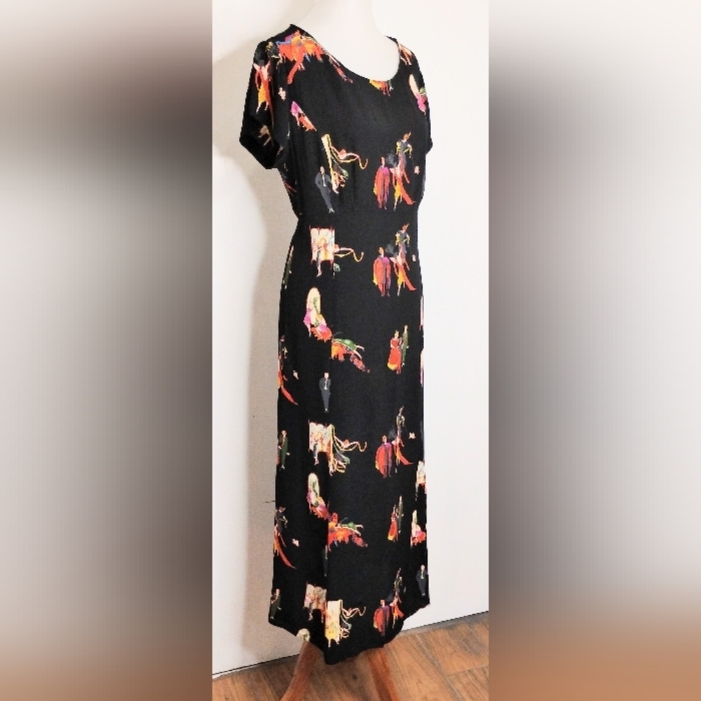 VINTAGE DOROTHY SCHOELEN RAYON CREPE MAXI DRESS - Picture 5 of 10